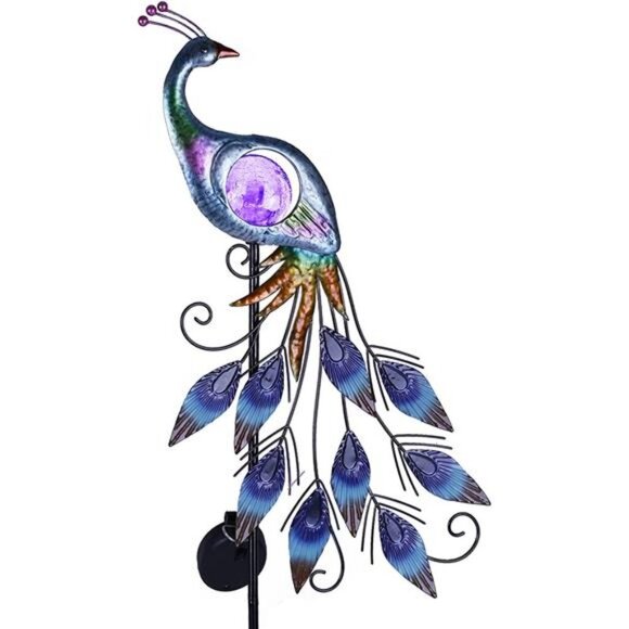 Yard Decorations Outdoor, Peacock Solar Garden Lights, 31.5 Inch Metal Lawn - Picture 1 of 6